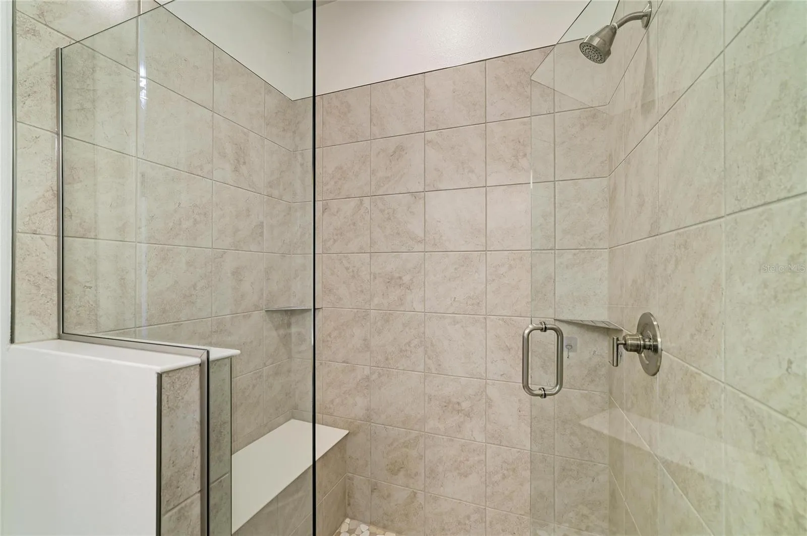 Primary Bathroom with Frameless Shower Enclosure