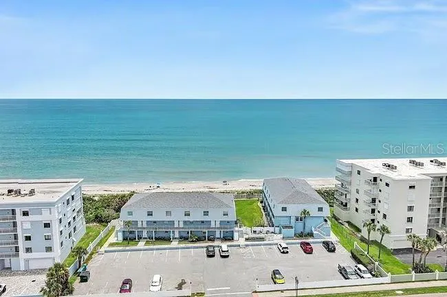 Aerial view of Sea Breakers, an 18-unit oceanfront condominium directly on the Atlantic in Satellite Beach.