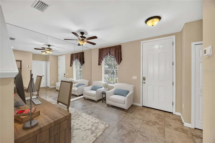 Virtually staged front room