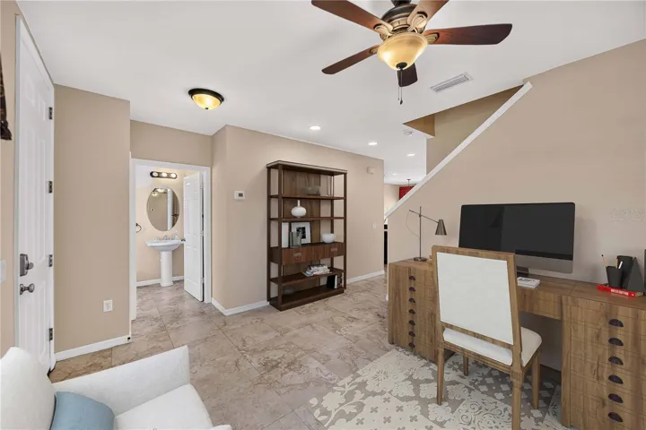 Virtually staged front room