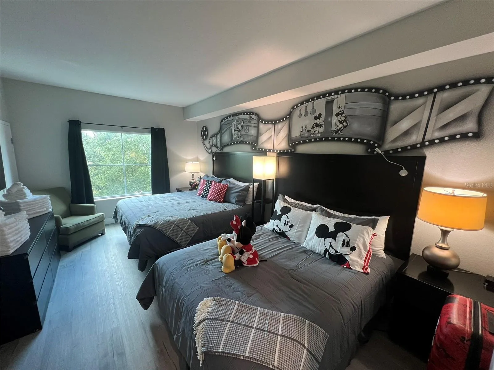 Bedroom with King and Queen adjustable beds.