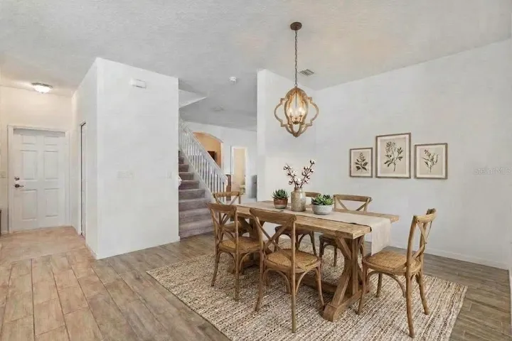 Large dining nook in open kitchen area