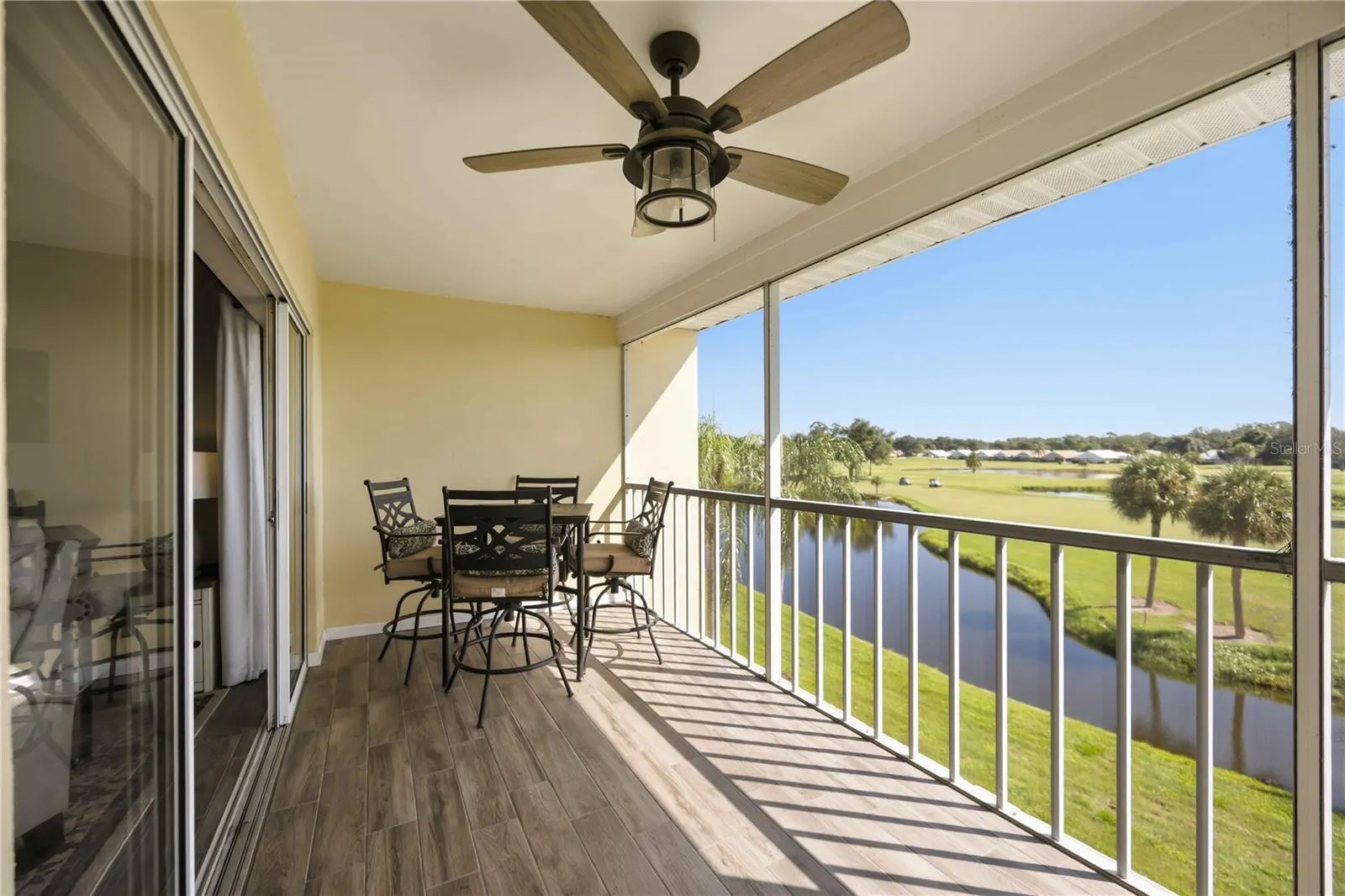Relax outdoors while taking in sweeping views across the water and beautifully maintained fairways.