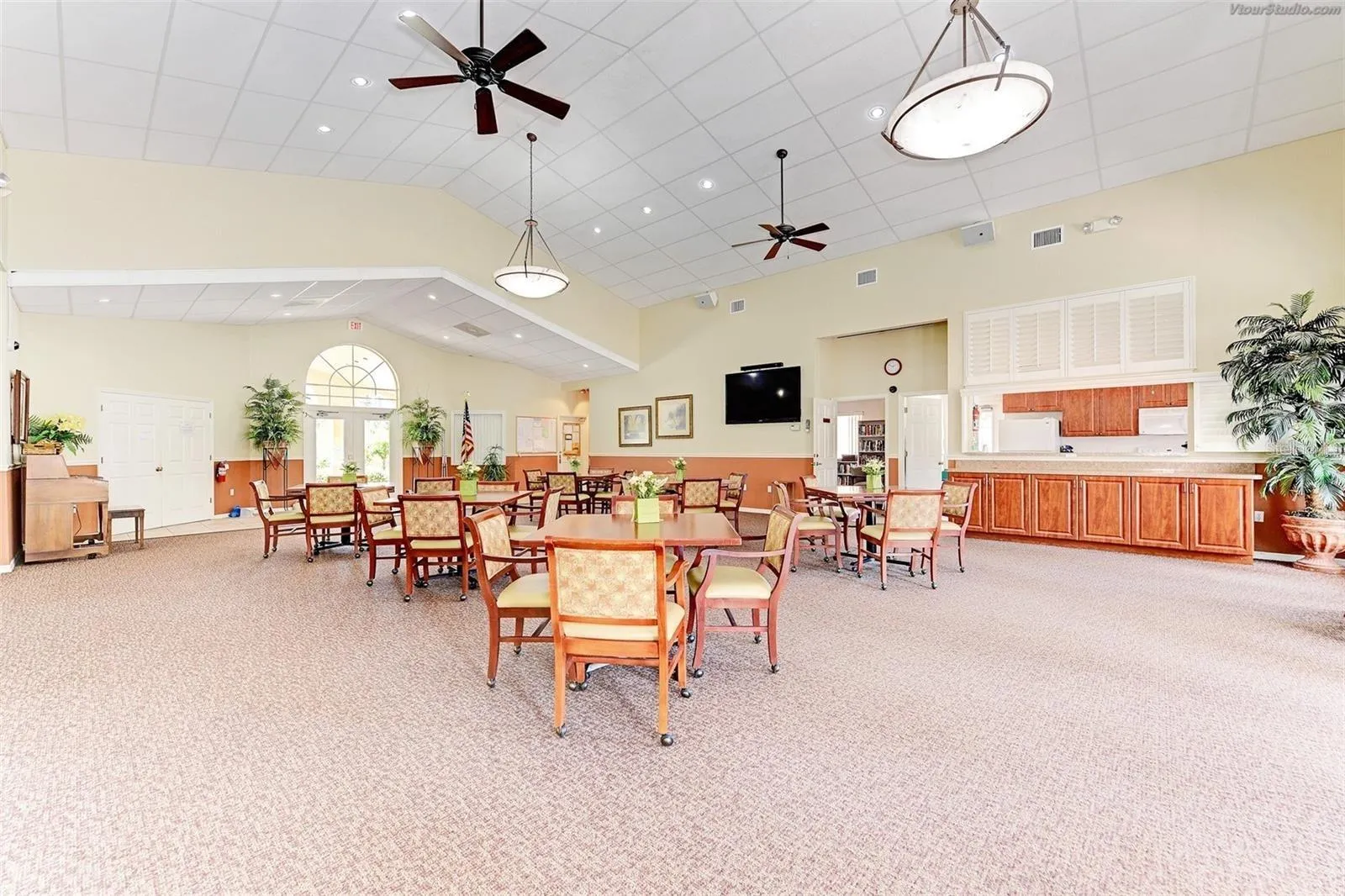 Spacious clubhouse with pass-through in kitchen