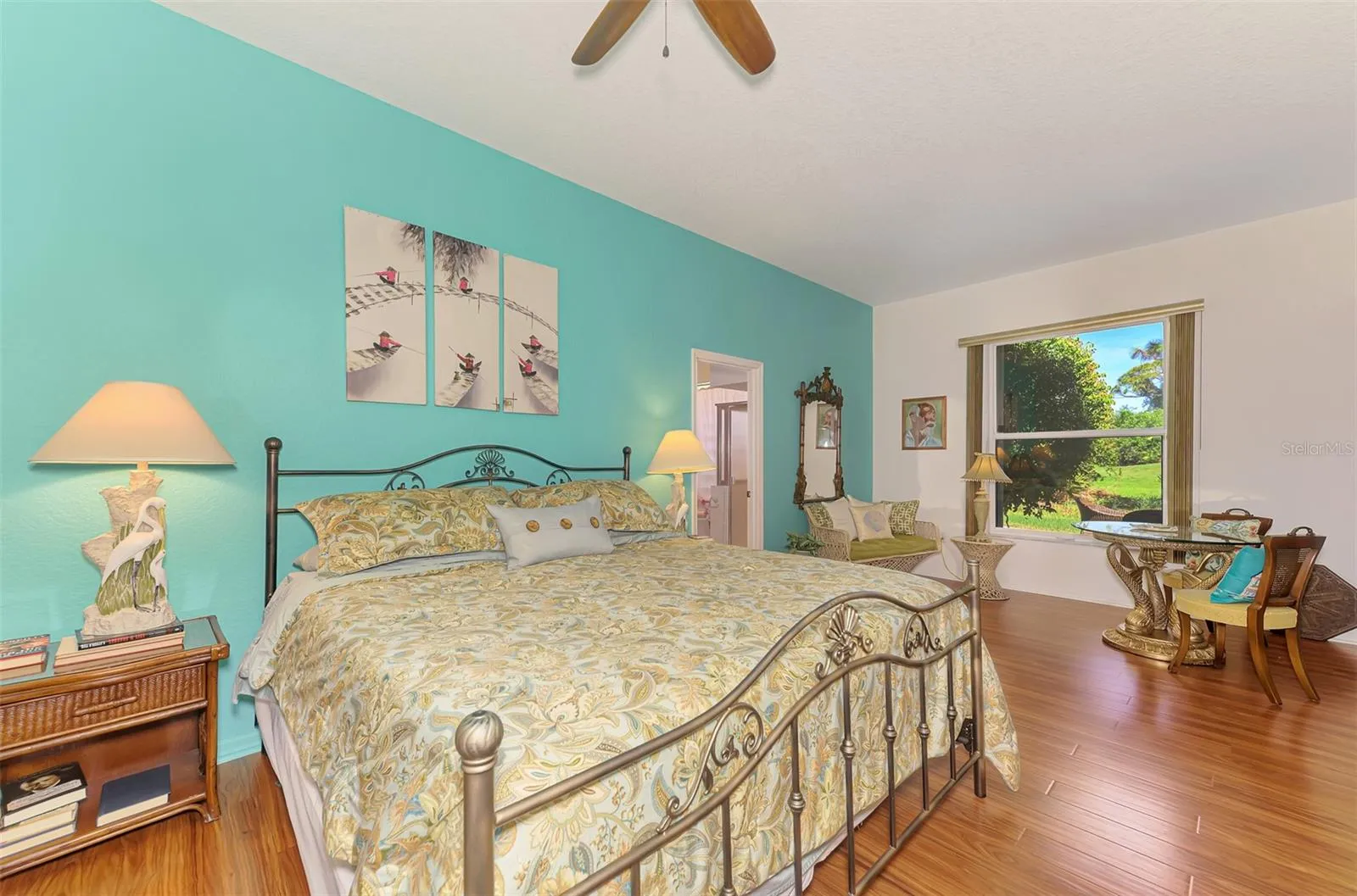 Bedroom with hardwood floors