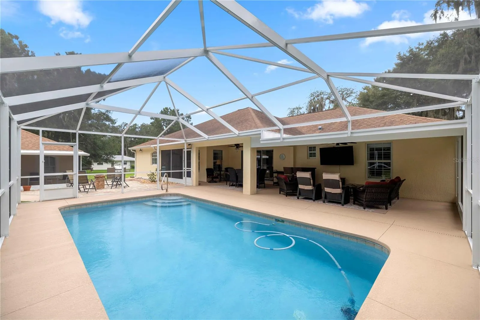 Pool and large covered patio