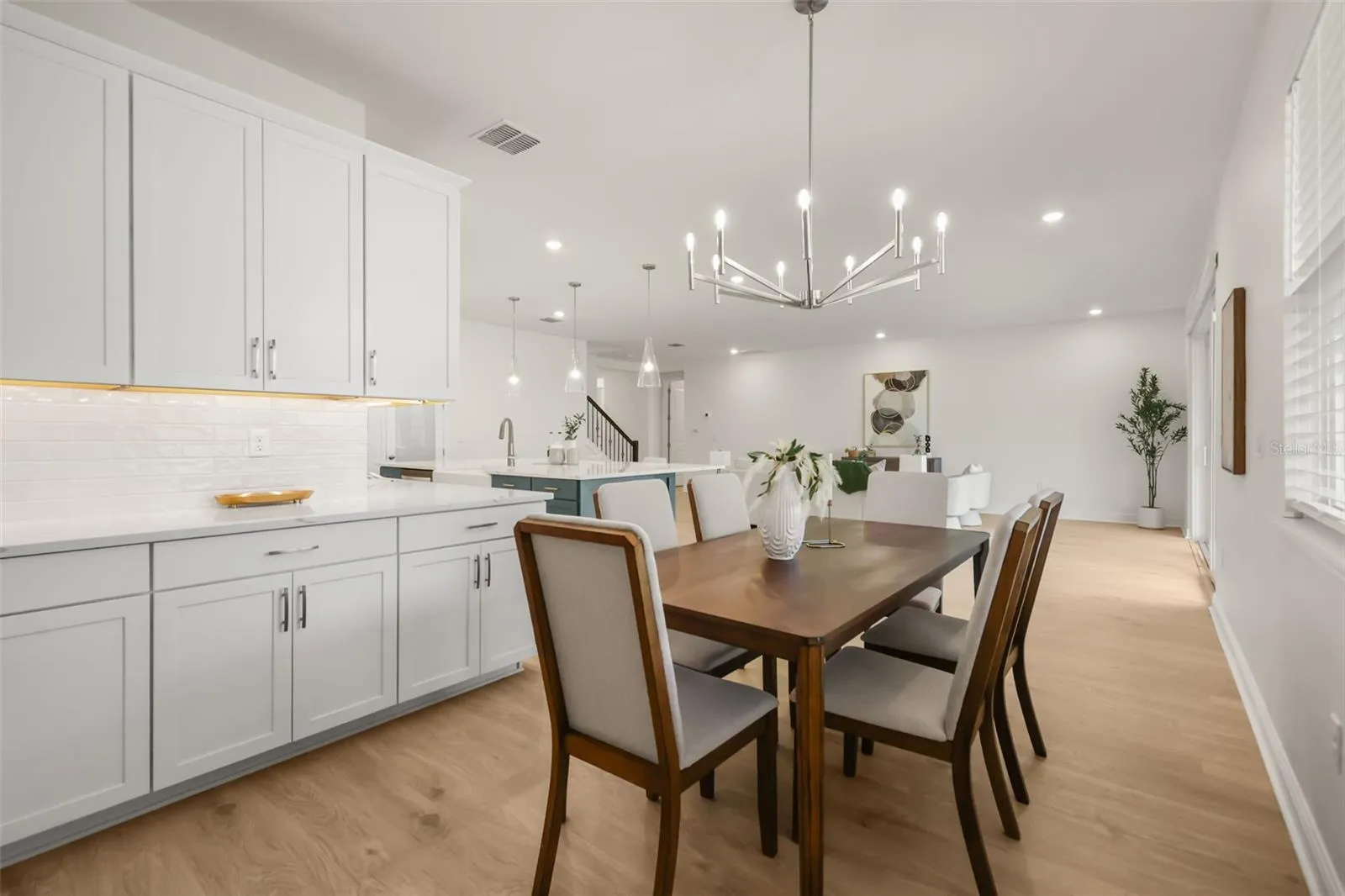 Dining room with additional storage and countertop space