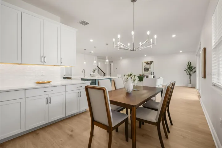Dining room with additional storage and countertop space