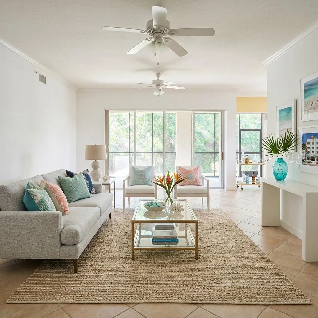 Virtually staged living room
