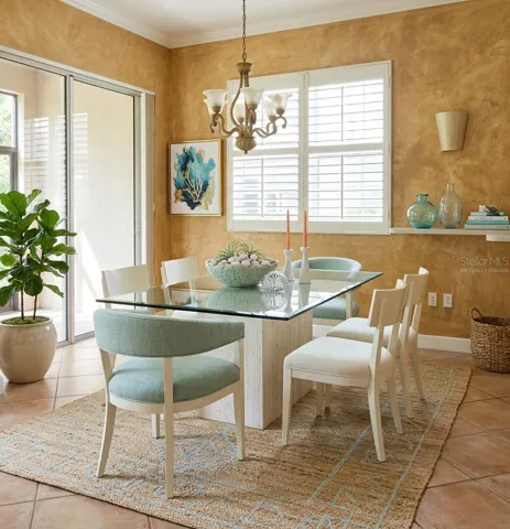 Virtually staged dining room