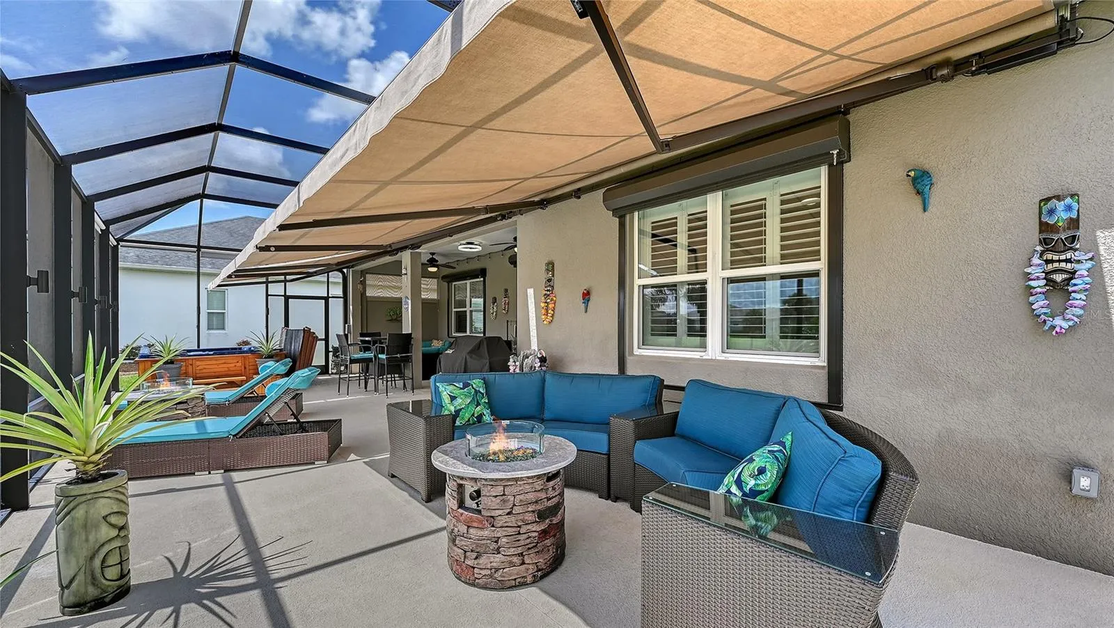 Awnings on lanai for added shade