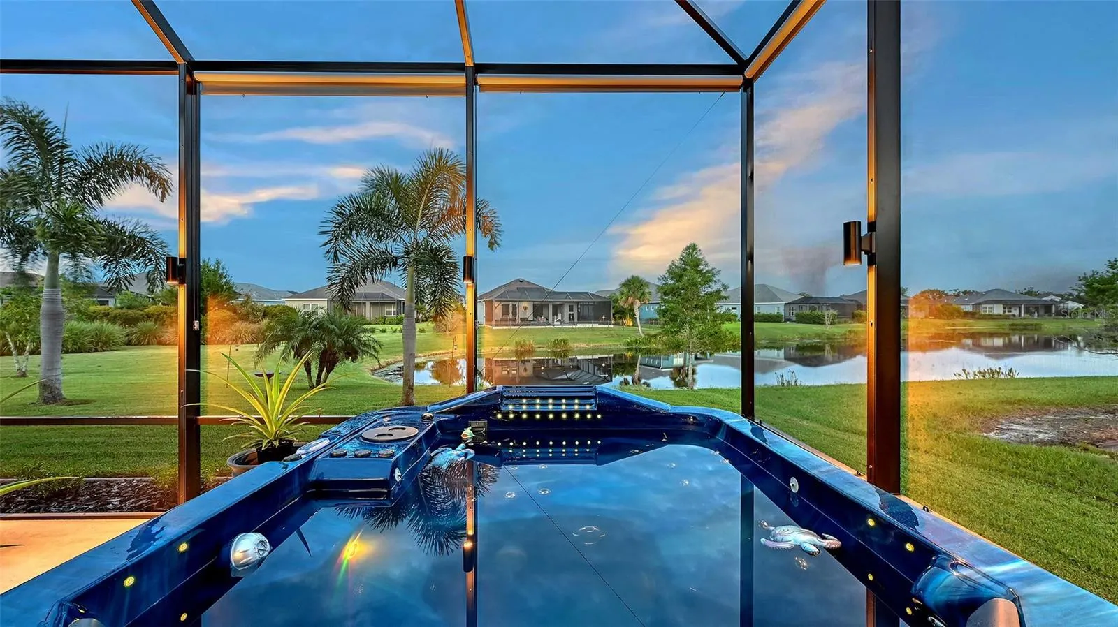 5 person spa with pond views