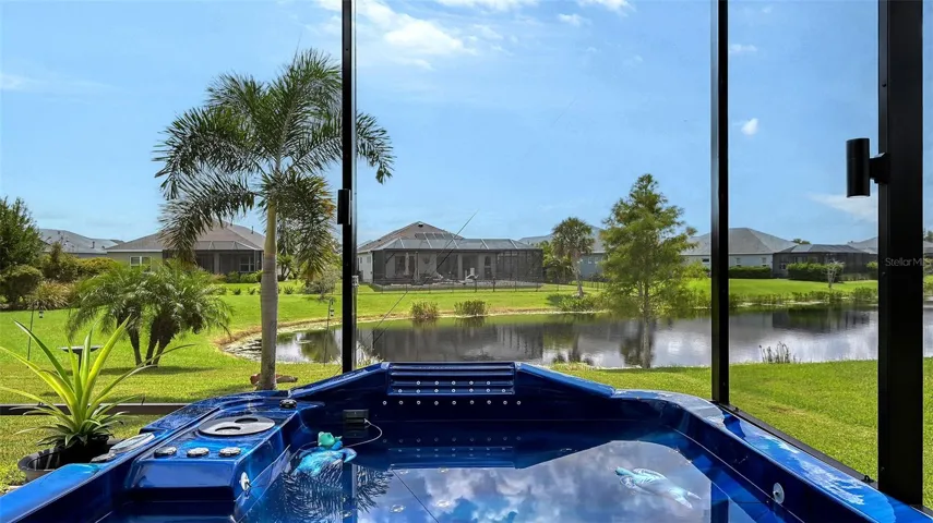 Pond view from spa