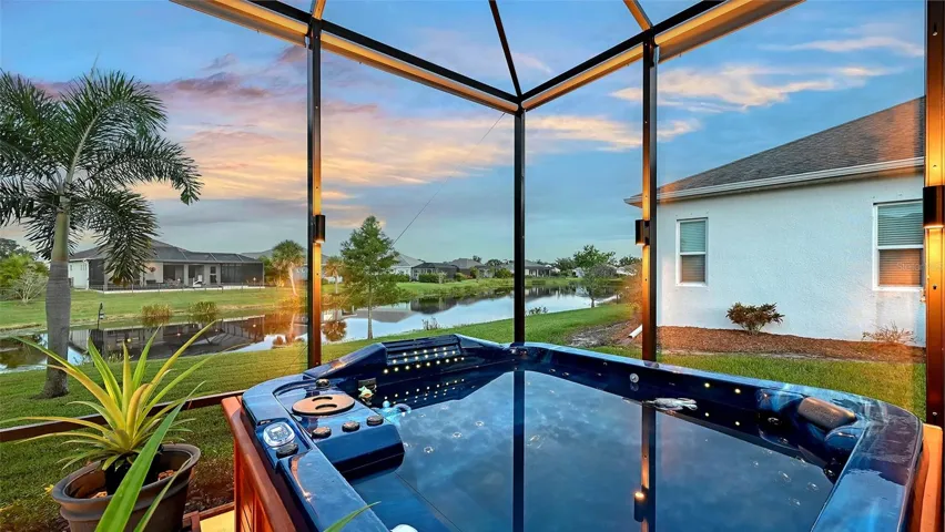 10 person spa with pond views