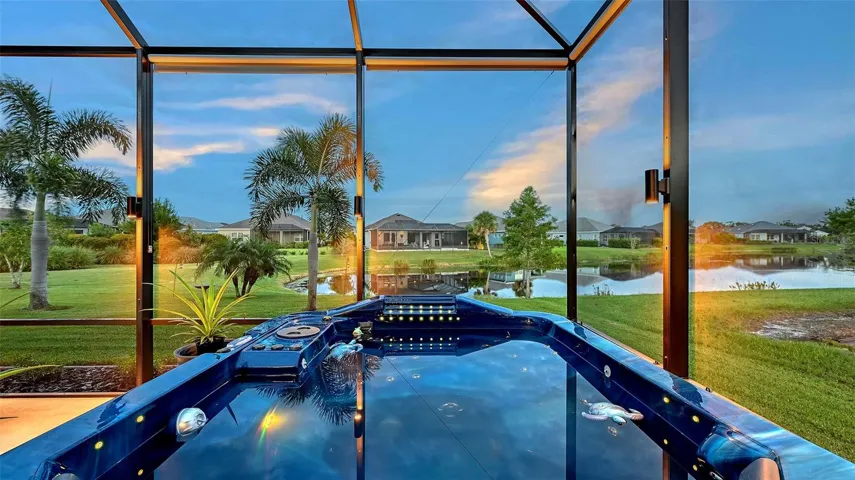 5 person spa with pond views