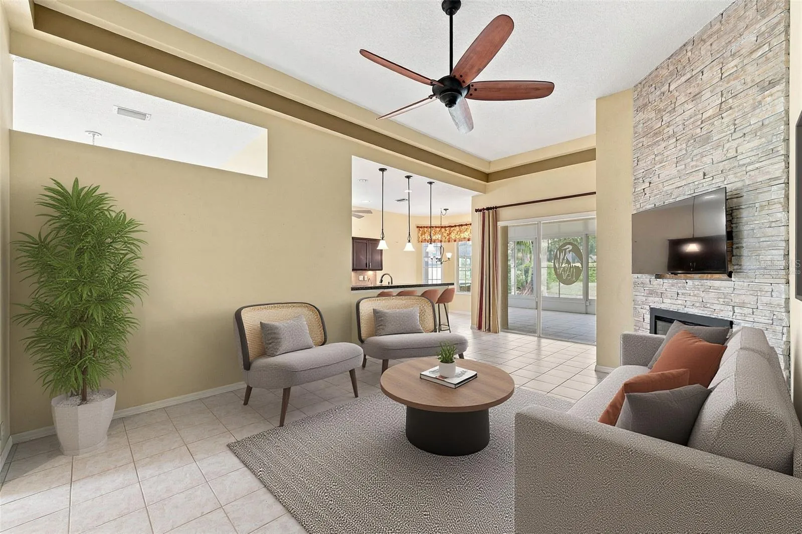Virtually Staged Family Room