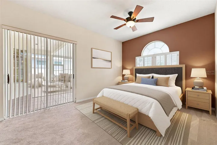 Virtually Staged Primary Suite - Sliders to the Lanai