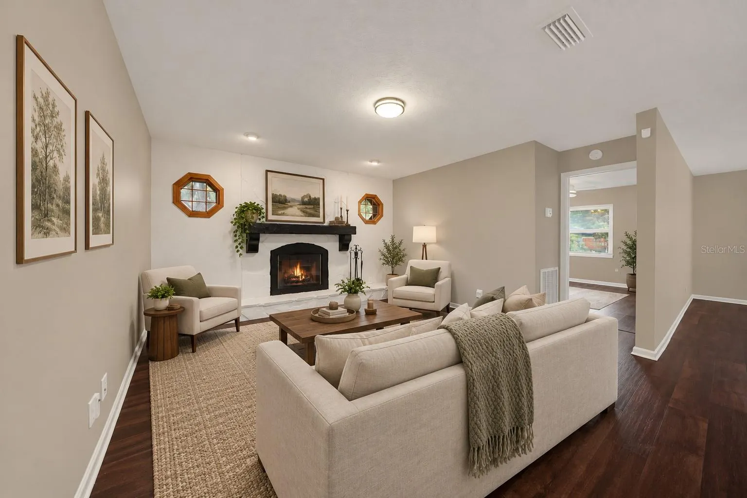 Family Room with bedroom 4/home office in the background
