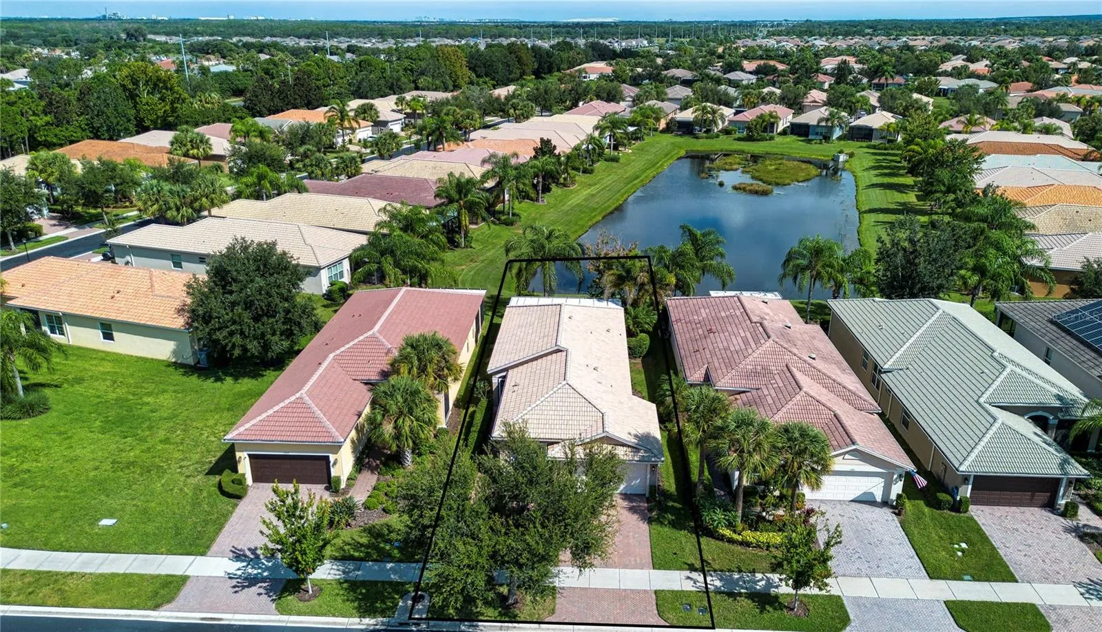 Aerial view of neighborhood