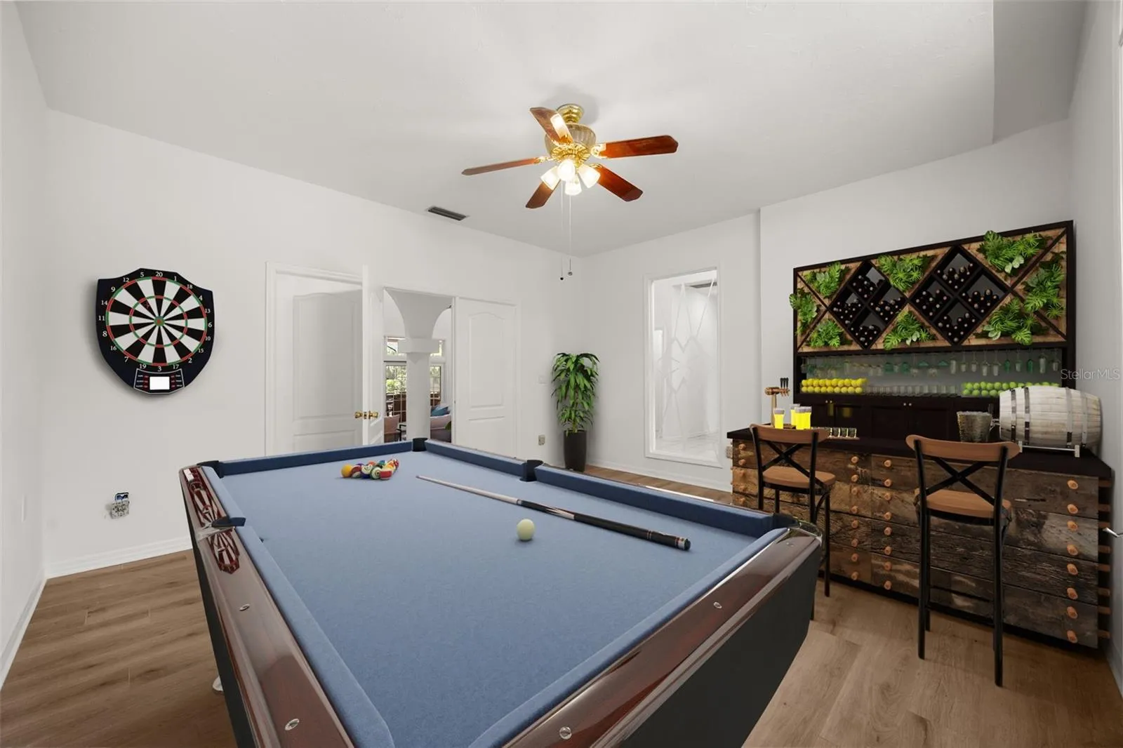 Bedroom 5 staged as a game room