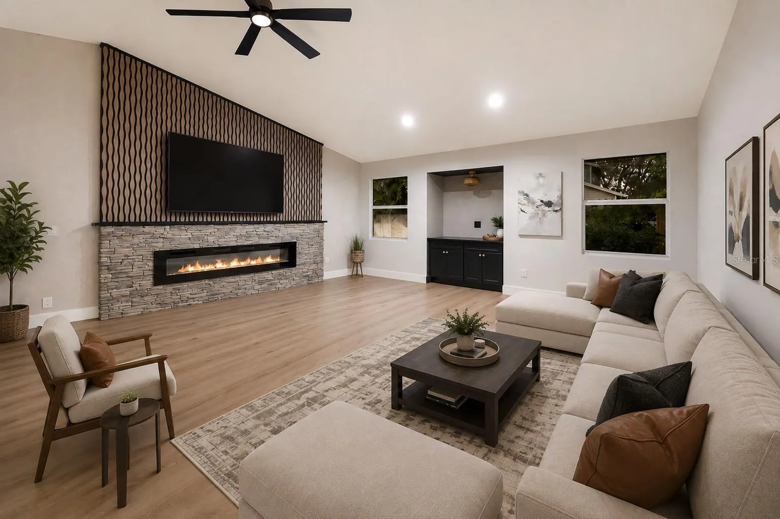 Living Room with New Fireplace