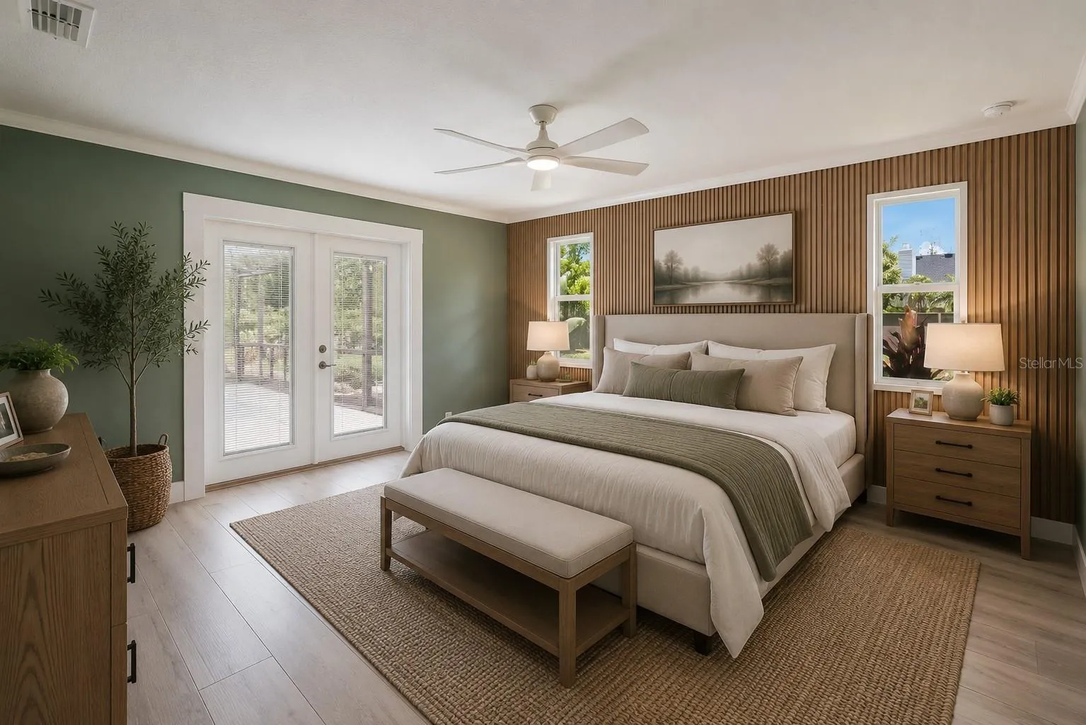 Primary Bedroom with French Doors to Pool Access