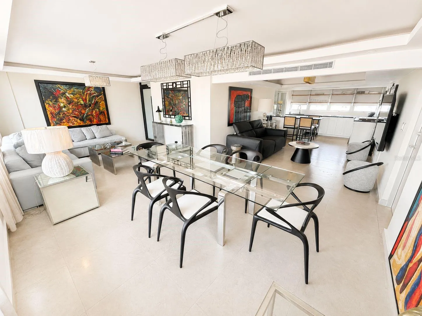 Dining Room, Living Room, Family Room and Kitchen