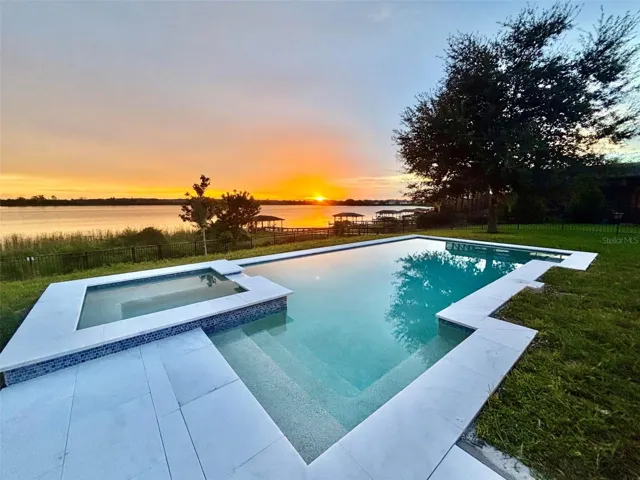 14048 Larkspur Lake Dr - Updated private pool and spa with sunset views over Huckleberry Lake.
