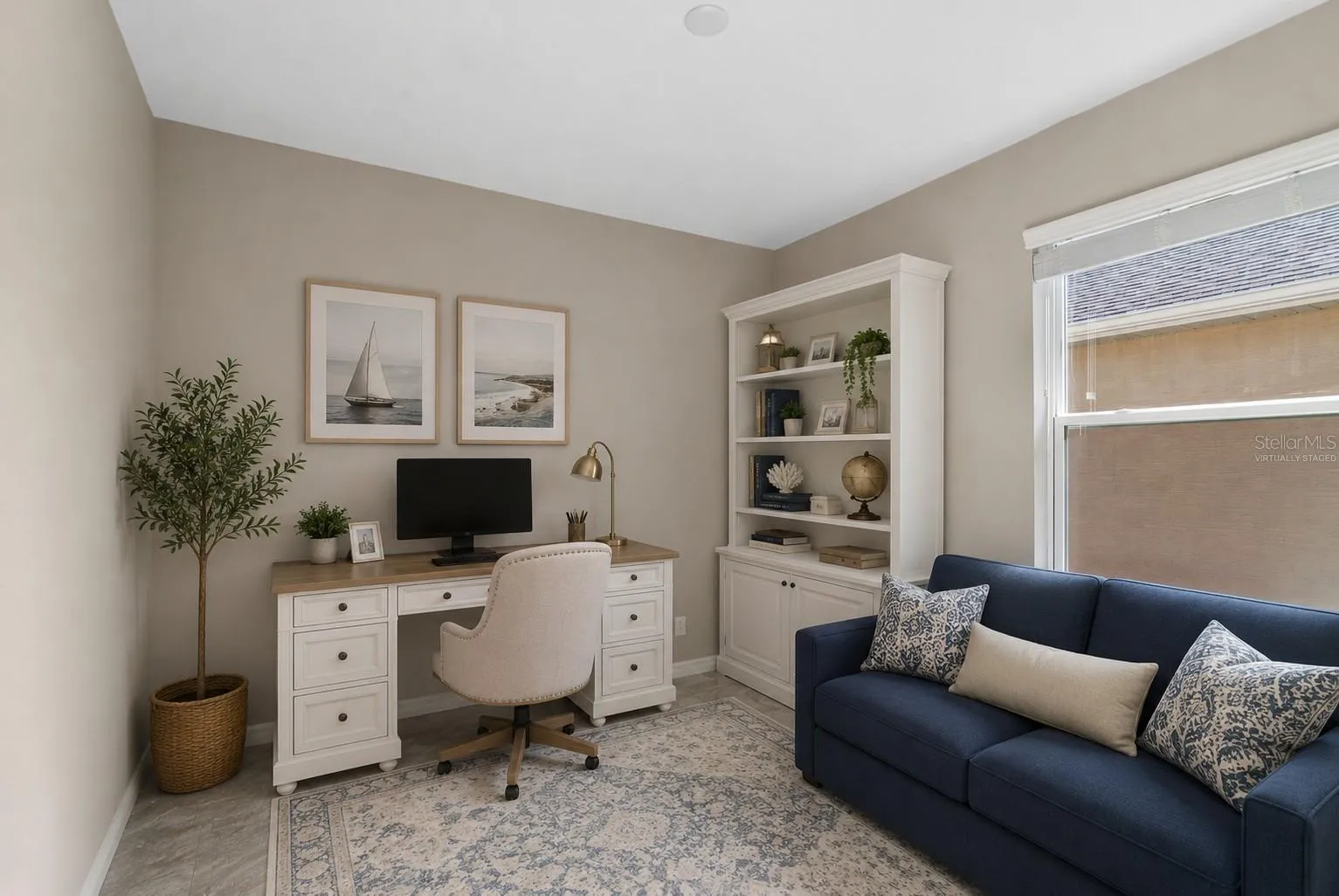 3rd bedroom virtually staged for an office/den