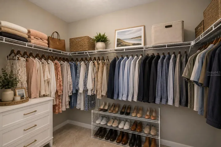 Primary Closet virtually staged
