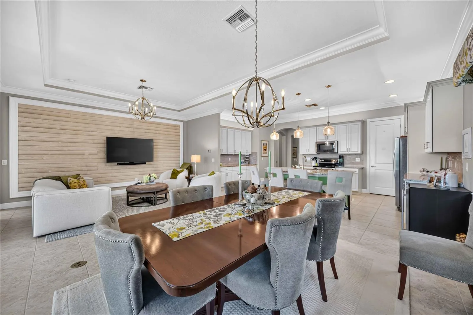 Open concept dining room to living room