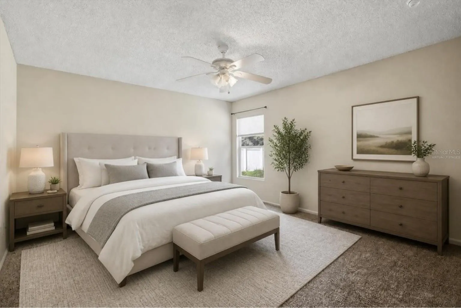 Virtually staged - primary bedroom