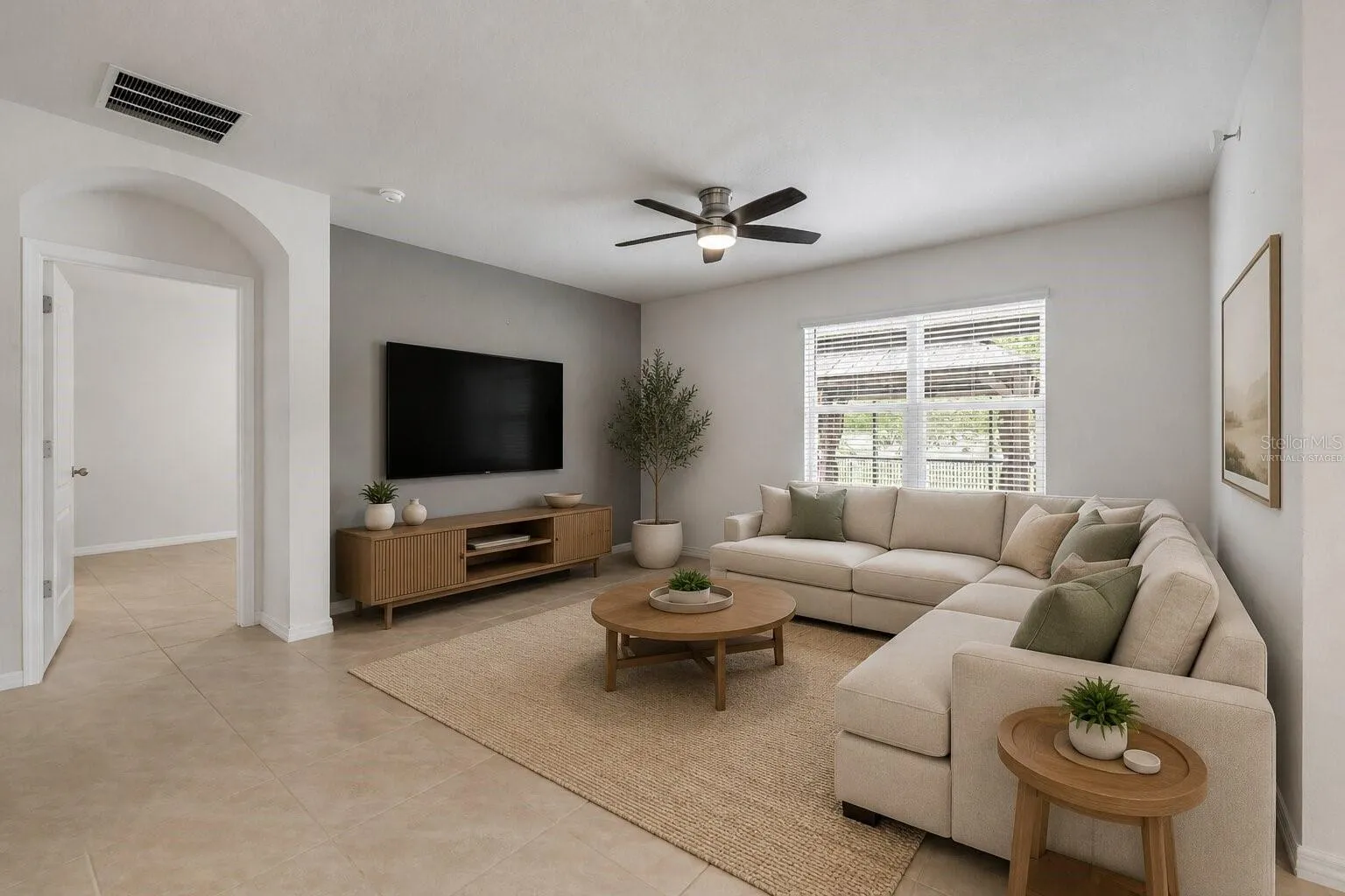 Virtually staged Living Room