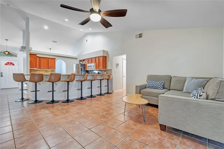 Family Room with view of Kitchen