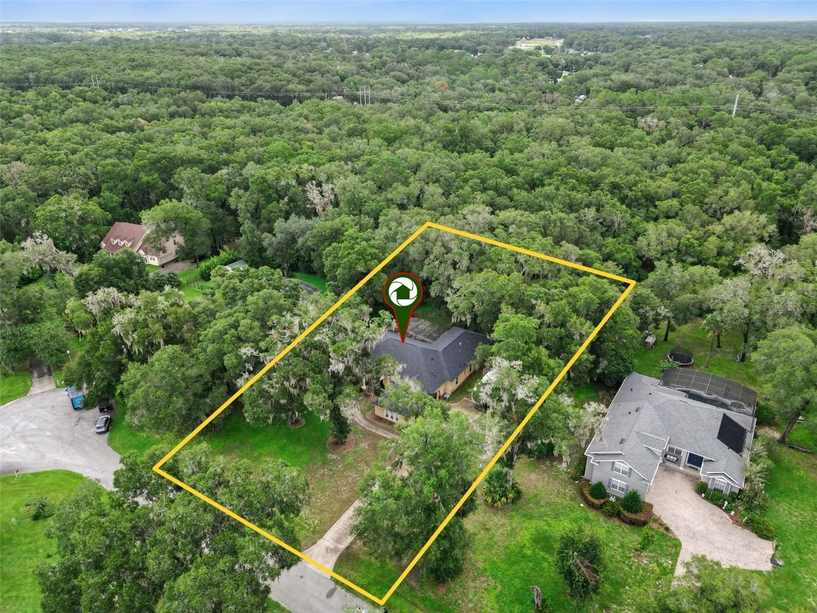 Pinned aerial view identifies 30440 Jubilee Way within its wooded Sorrento setting.