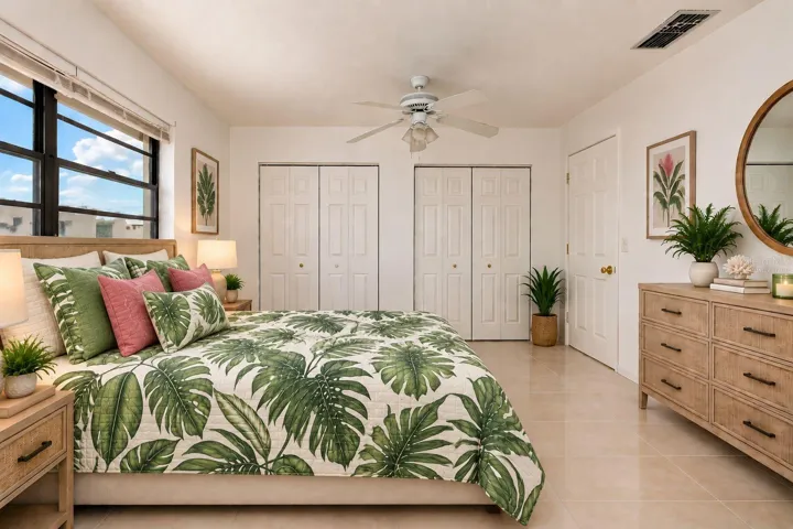 Virtually Staged (and added closet doors and tile flooring for visualization)