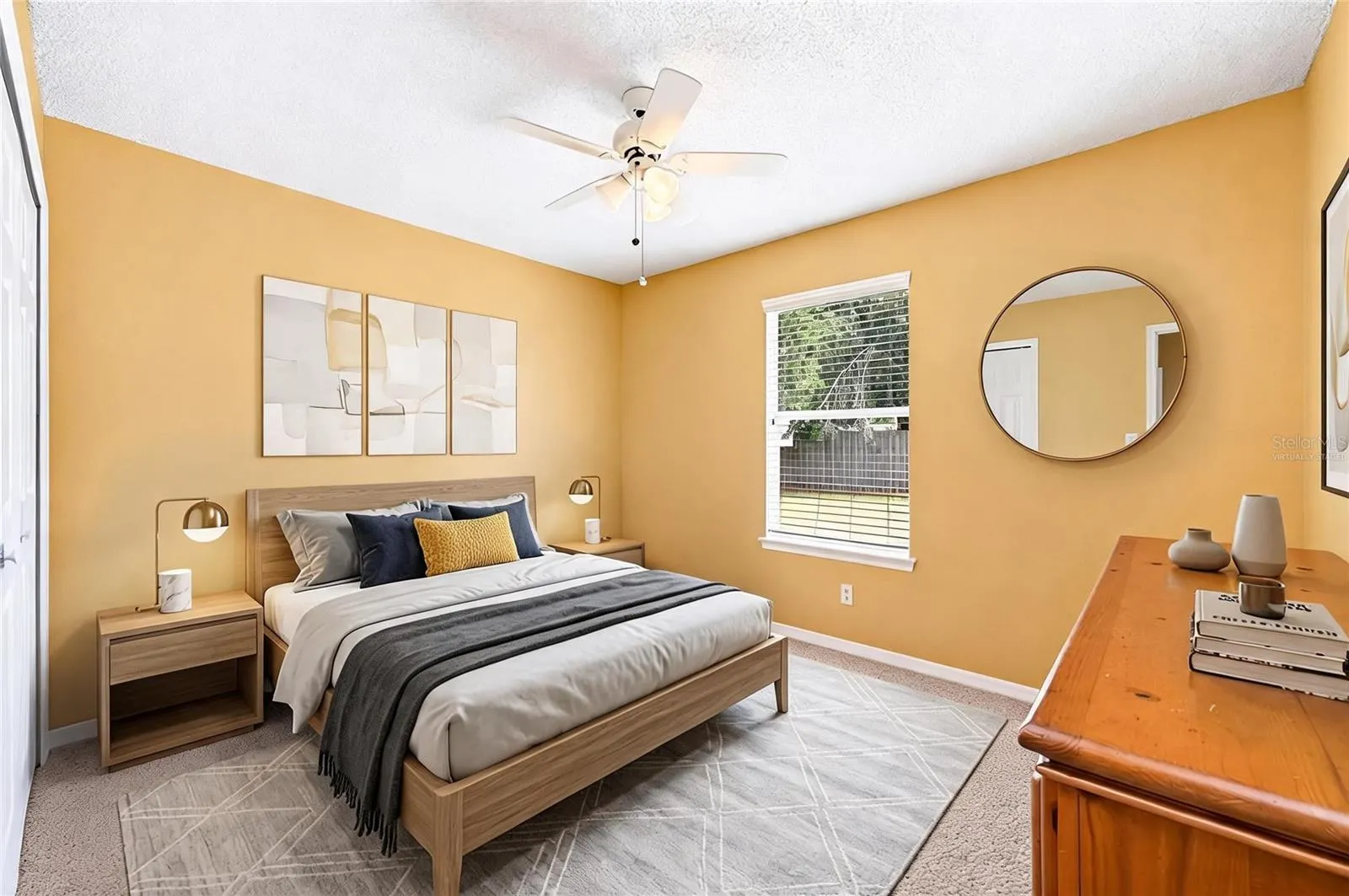 Two more Bedrooms are located on the opposite side of the home and share a SECOND FULL BATH, perfect for family or guests. Bedroom 2. Virtually Staged
