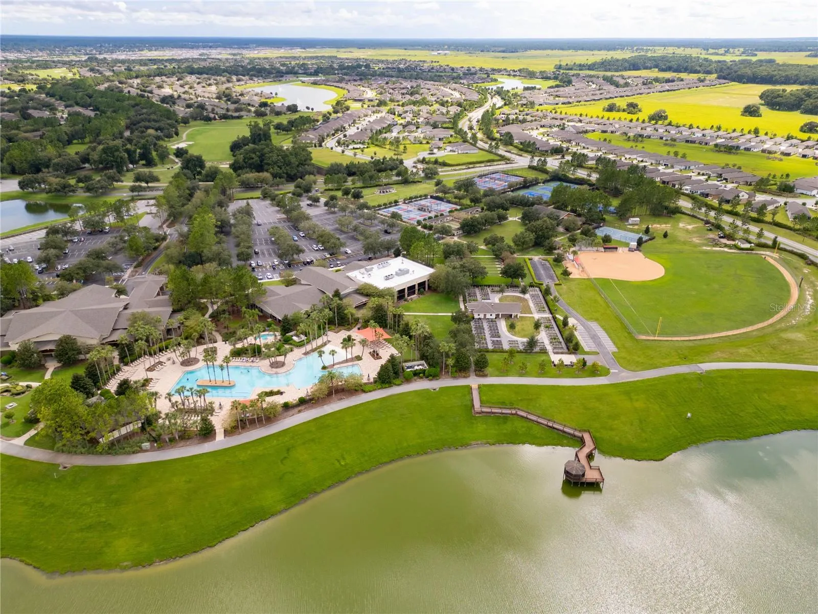 resort pool and softball field