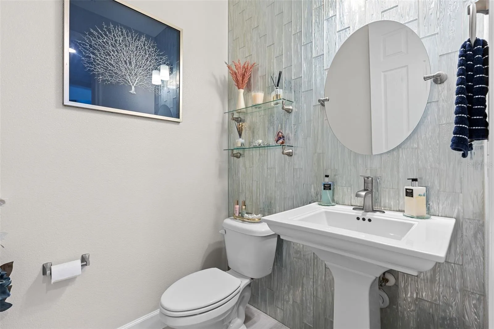Convenient powder room for guests.