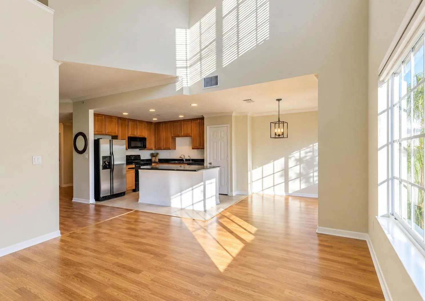 Soaring ceilings and spacious open concept