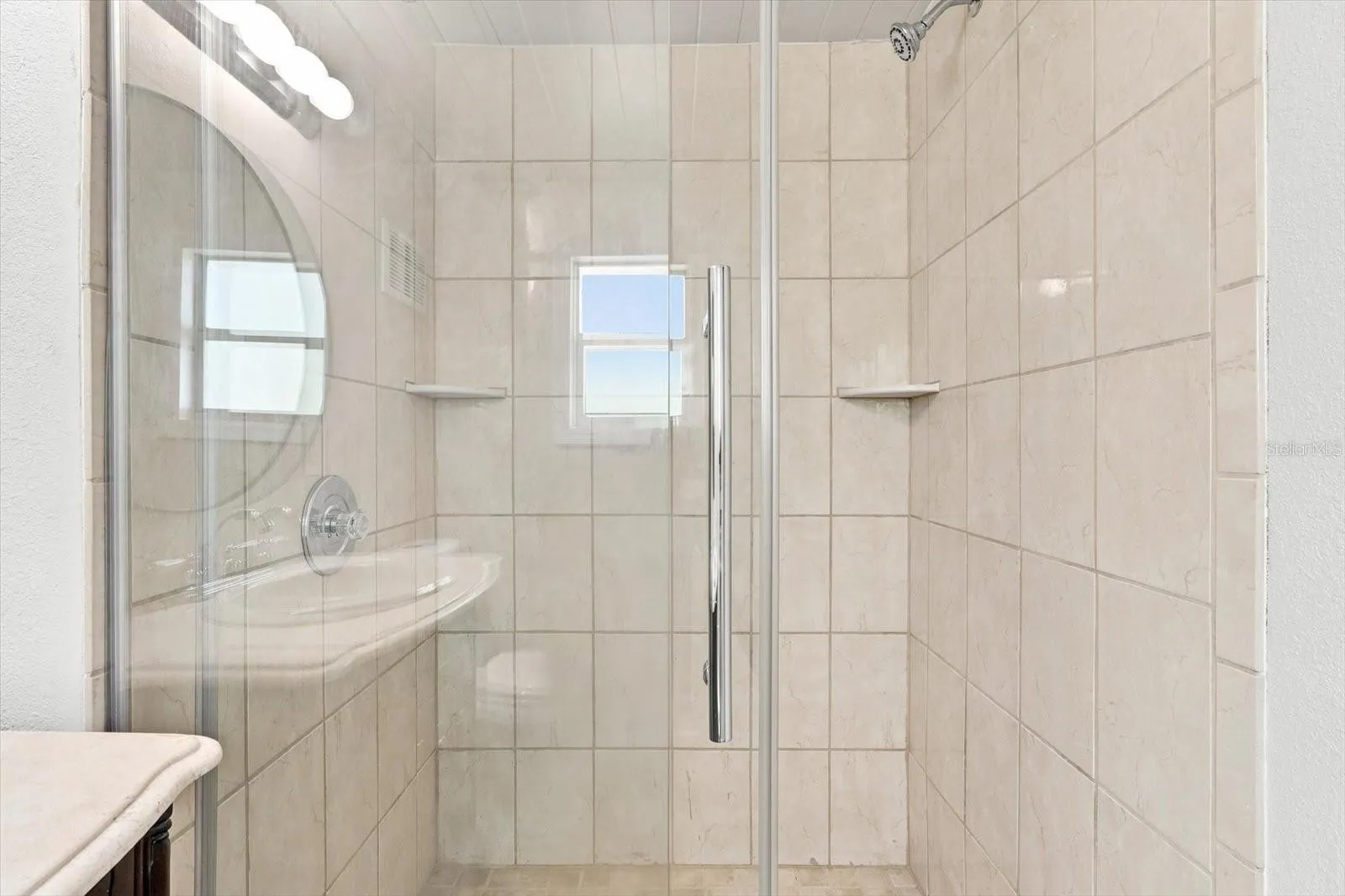 Master Bathroom w/ Tiled Shower & Glass Shower Door