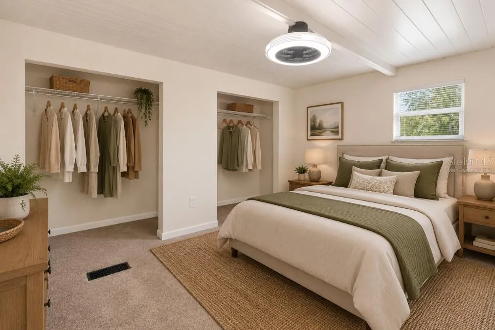 Virtually Staged...Master Bedroom w/ FULL WIDTH Closet, NEW Ceiling Fan/Light Fixture & NEWLY UPDATED ENSUITE!