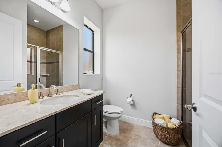 The ensuite in guest 2 has a walk in shower