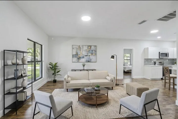 Virtually staged living room- great room