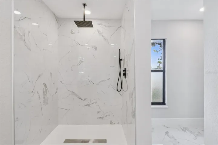 Large tiled primary bath shower