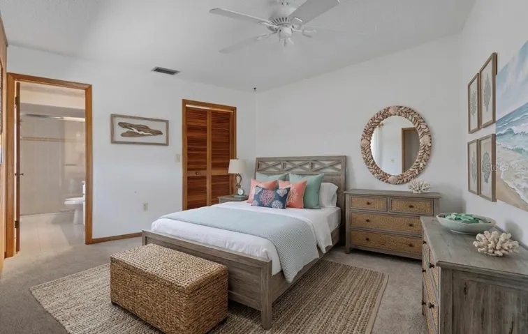 Staged photo of the master bedroom