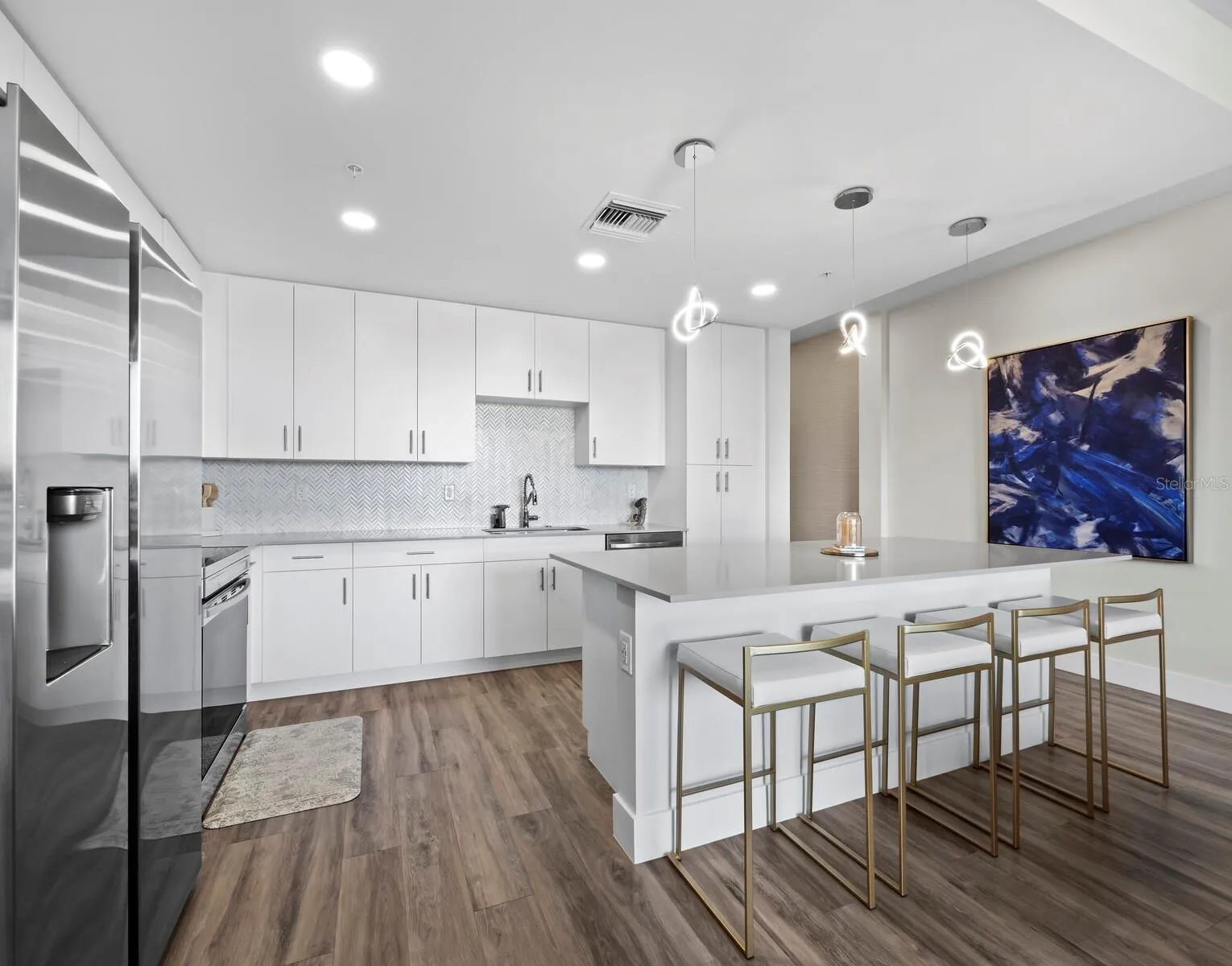 Luxury vinyl flooring through except tile in baths