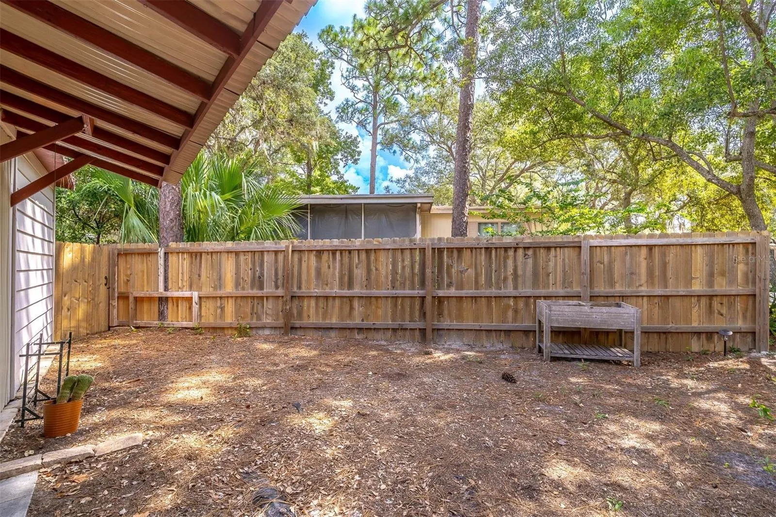Fenced backyard