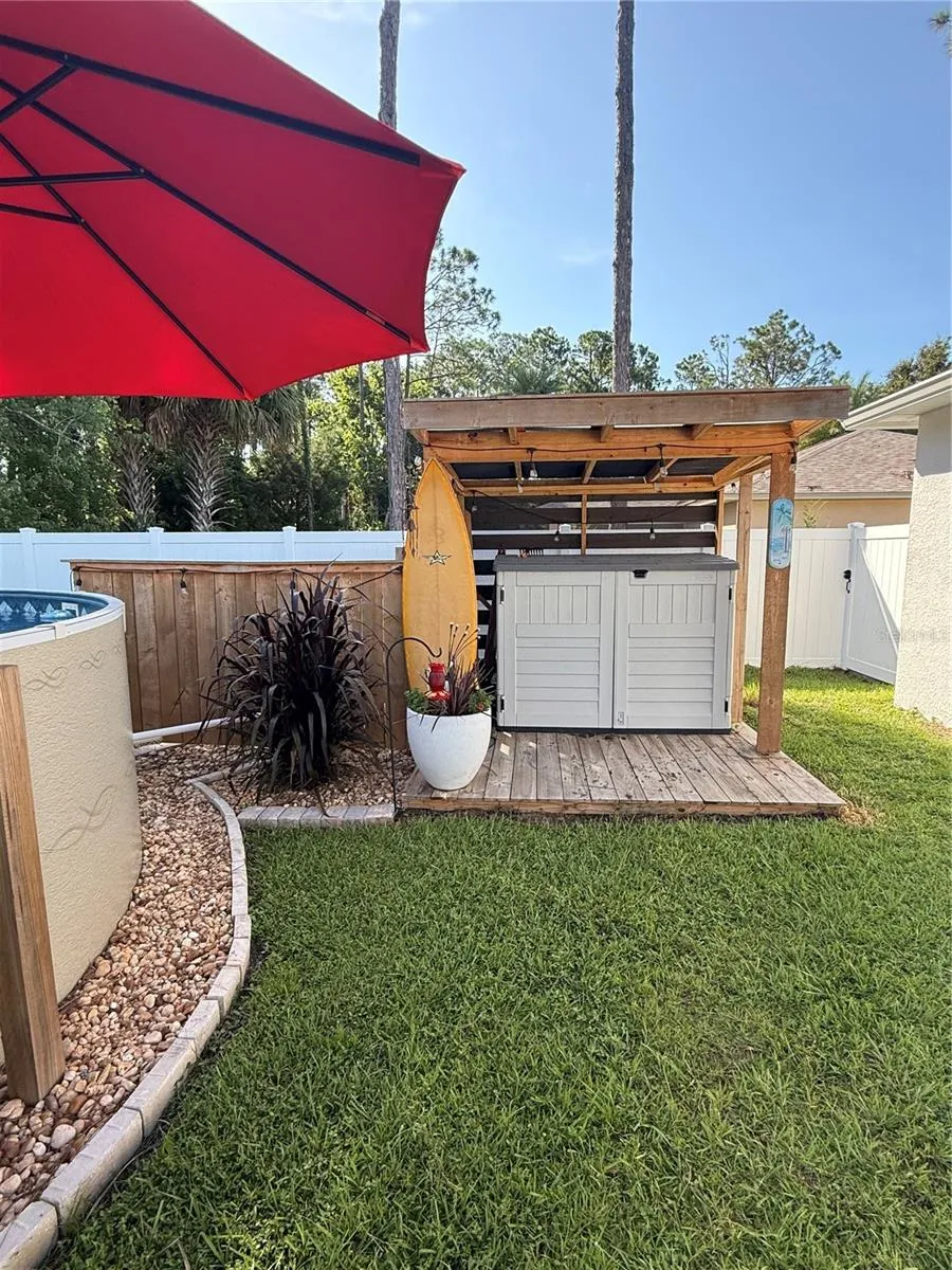 Covered area housing the generator and grills
