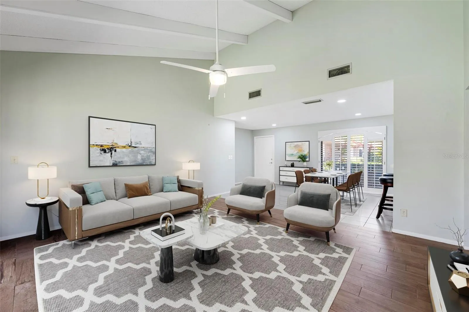 VIRTUAL FURNITURE ; GREAT ROOM LOOKING INTO DINETTE